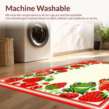 Ultra Soft Area Rug, Non Slip, Stain Resistant, Washable Area Rugs for Living Room, Bedroom, Rustic Strawberry Patch Illustration(Red)