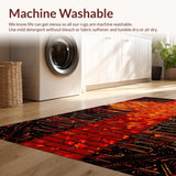 Ultra Soft Area Rug, Non Slip, Stain Resistant, Washable Area Rugs for Living Room, Bedroom, Sizzling Geometric Flow Design(Red)
