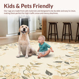 Ultra Soft Area Rug, Non Slip, Stain Resistant, Washable Area Rugs for Living Room, Bedroom, Chic Beige Showcasing Whimsical Floral Arrangement(Beige)