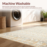 Ultra Soft Area Rug, Non Slip, Stain Resistant, Washable Area Rugs for Living Room, Bedroom, Boho Geometric Area Stylish Low Pile for Home Decor(Beige)
