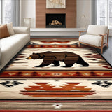 Ultra Soft Area Rug, Non Slip, Stain Resistant, Washable Area Rugs for Living Room, Bedroom, Lively Bear Emblem Design(Brown)