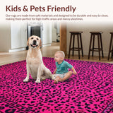 Ultra Soft Area Rug, Non Slip, Stain Resistant, Washable Area Rugs for Living Room, Bedroom, Striking Contemporary Animal Print(Pink)