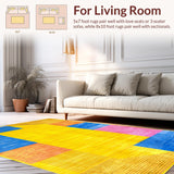 Ultra Soft Area Rug, Non Slip, Stain Resistant, Washable Area Rugs for Living Room, Bedroom, Contemporary Multicolor Mosaic Art(Yellow)