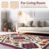 Ultra Soft Area Rug, Non Slip, Stain Resistant, Washable Area Rugs for Living Room, Bedroom, Vibrant Patterned Bedroom Carpet for Modern Homes(Beige)