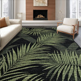 Ultra Soft Area Rug, Non Slip, Stain Resistant, Washable Area Rugs for Living Room, Bedroom, Tropical Monochrome Floral Elegance(Black)