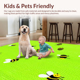 Ultra Soft Area Rug, Non Slip, Stain Resistant, Washable Area Rugs for Living Room, Bedroom, Playful Yellow Nature Scene(Green)