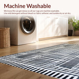 Ultra Soft Area Rug, Non Slip, Stain Resistant, Washable Area Rugs for Living Room, Bedroom, Geometric Black & White Area Rug:  Boho Chic Design(Black)