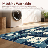 Ultra Soft Area Rug, Non Slip, Stain Resistant, Washable Area Rugs for Living Room, Bedroom, Nautical Kraken Tentacle Rug Masterpiece With Artistic Ocean Wave Pattern(Blue)