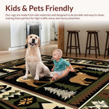 Ultra Soft Area Rug, Non Slip, Stain Resistant, Washable Area Rugs for Living Room, Bedroom, Rustic Earthy Wildlife Illustration(Black)