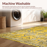 Ultra Soft Area Rug, Non Slip, Stain Resistant, Washable Area Rugs for Living Room, Bedroom, Chic Modern Abstract Composition(Yellow)