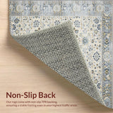 Ultra Soft Area Rug, Non Slip, Stain Resistant, Washable Area Rugs for Living Room, Bedroom, Artisan Mosaic Area with Timeworn Floral Geometry and Subtle Borders(Beige)