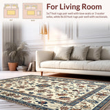 Ultra Soft Area Rug, Non Slip, Stain Resistant, Washable Area Rugs for Living Room, Bedroom, Rustic Neutral Petal Design(Beige)