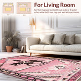 Ultra Soft Area Rug, Non Slip, Stain Resistant, Washable Area Rugs for Living Room, Bedroom, Whimsical Cowgirl Shag Pattern(Pink)