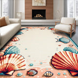 Ultra Soft Area Rug, Non Slip, Stain Resistant, Washable Area Rugs for Living Room, Bedroom, Playful Coastal Color Burst(Beige)