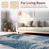 Ultra Soft Area Rug, Non Slip, Stain Resistant, Washable Area Rugs for Living Room, Bedroom, Elegant Grey Floral Arrangement(Blue)