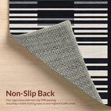 Ultra Soft Area Rug, Non Slip, Stain Resistant, Washable Area Rugs for Living Room, Bedroom, Coastal Black And White Rug: Front Door Striped Welcome Mat(Black)