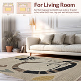 Ultra Soft Area Rug, Non Slip, Stain Resistant, Washable Area Rugs for Living Room, Bedroom, Playful Vintage Cat Illustration(Beige)