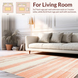 Ultra Soft Area Rug, Non Slip, Stain Resistant, Washable Area Rugs for Living Room, Bedroom, Vintage Inspired Striped Charm(Orange)