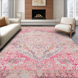 Ultra Soft Area Rug, Non Slip, Stain Resistant, Washable Area Rugs for Living Room, Bedroom, Sophisticated Minimalist Linear Theme(Pink)