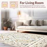 Ultra Soft Area Rug, Non Slip, Stain Resistant, Washable Area Rugs for Living Room, Bedroom, Boho Chic Beige Area Ultra Geometric Modern(Beige)