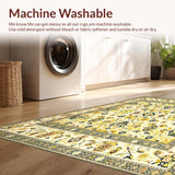 Ultra Soft Area Rug, Non Slip, Stain Resistant, Washable Area Rugs for Living Room, Bedroom, Doormat with Beige Yellow Distressed Design(Beige)