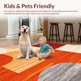Ultra Soft Area Rug, Non Slip, Stain Resistant, Washable Area Rugs for Living Room, Bedroom, Luxurious Contemporary Geometric Motif(Red)