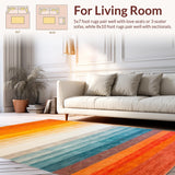 Ultra Soft Area Rug, Non Slip, Stain Resistant, Washable Area Rugs for Living Room, Bedroom, Vibrant Abstract Geometric Arrangement(Orange)