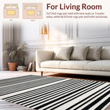 Ultra Soft Area Rug, Non Slip, Stain Resistant, Washable Area Rugs for Living Room, Bedroom, Modern Black And White Stripe Rug: Geometric Entryway Decor(Black)