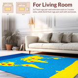 Ultra Soft Area Rug, Non Slip, Stain Resistant, Washable Area Rugs for Living Room, Bedroom, Bright Multicolored Educational Theme(Blue)