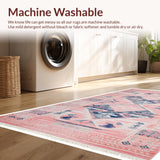 Ultra Soft Area Rug, Non Slip, Stain Resistant, Washable Area Rugs for Living Room, Bedroom, Vibrant Abstract Geometric Fusion(Pink)