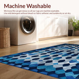 Ultra Soft Area Rug, Non Slip, Stain Resistant, Washable Area Rugs for Living Room, Bedroom, Luxurious Textured Striped Motif(Blue)