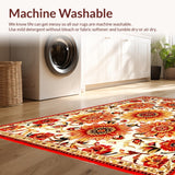 Ultra Soft Area Rug, Non Slip, Stain Resistant, Washable Area Rugs for Living Room, Bedroom, Elegant Round Blooming Design(White)