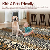 Ultra Soft Area Rug, Non Slip, Stain Resistant, Washable Area Rugs for Living Room, Bedroom, Chic Earthy Animal Motif(Brown)