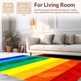 Ultra Soft Area Rug, Non Slip, Stain Resistant, Washable Area Rugs for Living Room, Bedroom, Sleek Modern Rainbow Accents(Blue)