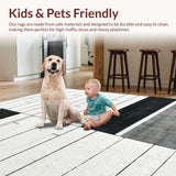 Ultra Soft Area Rug, Non Slip, Stain Resistant, Washable Area Rugs for Living Room, Bedroom, Chic Geometric Black and White Striped Area Rug for Modern Aesthetic(Gray)