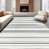 Ultra Soft Area Rug, Non Slip, Stain Resistant, Washable Area Rugs for Living Room, Bedroom, Heritage Stripe Entry Mat Timeless Parallel Lines Modern Graphic Rug(White)