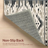 Ultra Soft Area Rug, Non Slip, Stain Resistant, Washable Area Rugs for Living Room, Bedroom, Tribal Chevron and Diamond Motifs Round Area with Southwest Vibes(Gray)