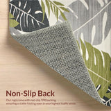 Ultra Soft Area Rug, Non Slip, Stain Resistant, Washable Area Rugs for Living Room, Bedroom, Elegant Earthy Monstera Motif(Gray)