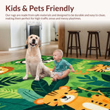 Ultra Soft Area Rug, Non Slip, Stain Resistant, Washable Area Rugs for Living Room, Bedroom, Charming Animal Safari Aesthetic(Green)