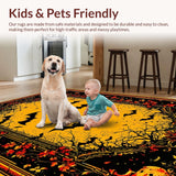 Ultra Soft Area Rug, Non Slip, Stain Resistant, Washable Area Rugs for Living Room, Bedroom, Contemporary Monochrome Bat Pattern(Orange)