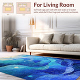 Ultra Soft Area Rug, Non Slip, Stain Resistant, Washable Area Rugs for Living Room, Bedroom, Ocean Abyss Runner Rug 3D Nautical Octopus Spiral Patterned Mat Design(Blue)