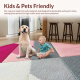 Ultra Soft Area Rug, Non Slip, Stain Resistant, Washable Area Rugs for Living Room, Bedroom, Shaggy Modern Dorm Rug for Girls Room(Pink)