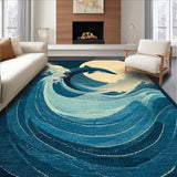 Ultra Soft Area Rug, Non Slip, Stain Resistant, Washable Area Rugs for Living Room, Bedroom, Oceanic Predator Shark Area Rug Abstract Ocean Pattern(Blue)