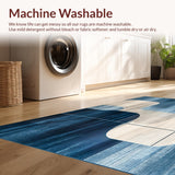 Ultra Soft Area Rug, Non Slip, Stain Resistant, Washable Area Rugs for Living Room, Bedroom, Sophisticated with Navy and Beige Abstract Shapes(Blue)