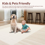 Ultra Soft Area Rug, Non Slip, Stain Resistant, Washable Area Rugs for Living Room, Bedroom, Farmhouse Style Beige and Cream with a Woven Effect(Beige)