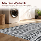 Ultra Soft Area Rug, Non Slip, Stain Resistant, Washable Area Rugs for Living Room, Bedroom, Versatile RV Deck Beach Picnic Straw Carpet(Black)