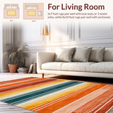 Ultra Soft Area Rug, Non Slip, Stain Resistant, Washable Area Rugs for Living Room, Bedroom, Vibrant Abstract Rainbow Design(Orange)