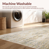 Ultra Soft Area Rug, Non Slip, Stain Resistant, Washable Area Rugs for Living Room, Bedroom, Beige Vintage Style Low Pile Accent(Beige)