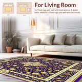 Ultra Soft Area Rug, Non Slip, Stain Resistant, Washable Area Rugs for Living Room, Bedroom, Victorian Era Antique(Purple)