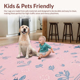 Ultra Soft Area Rug, Non Slip, Stain Resistant, Washable Area Rugs for Living Room, Bedroom, Soft Pastel Nature Theme(Pink)